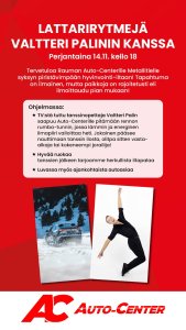 Tervetuloa Rauman liikkeeseen syksyn piristävimpään tanssi-iltaan, kun TV:stäkin tuttu Valtteri Palin tulee pitämään rennon rumb...