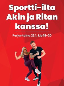 💪🏼💪🏼 Sportti-ilta Aki Mannisen ja Rita Niemi-Mannisen kanssa 📅 Perjantaina 23.1. klo 18-20 📌 Helmentie 16, Pori Te...