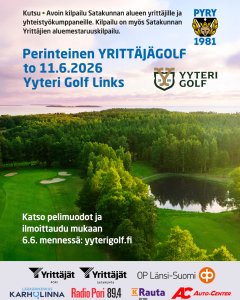 🏌️ ♂️⛳ Perinteinen YRITTÄJÄGOLF pelataan jälleen upeissa maisemissa Yyteri Golfissa ensi viikon torstaina 11.6.2026! Ko...