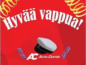Auto Centerin väki toivottaa kaikille oikein iloista vappua! Olemme suljettuna tänään 1.5. - palataan kaupoille jälleen ...
